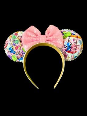 Disney Inspired Handmade STITCH & ANGEL Sequins Minnie Ears - NWOT
